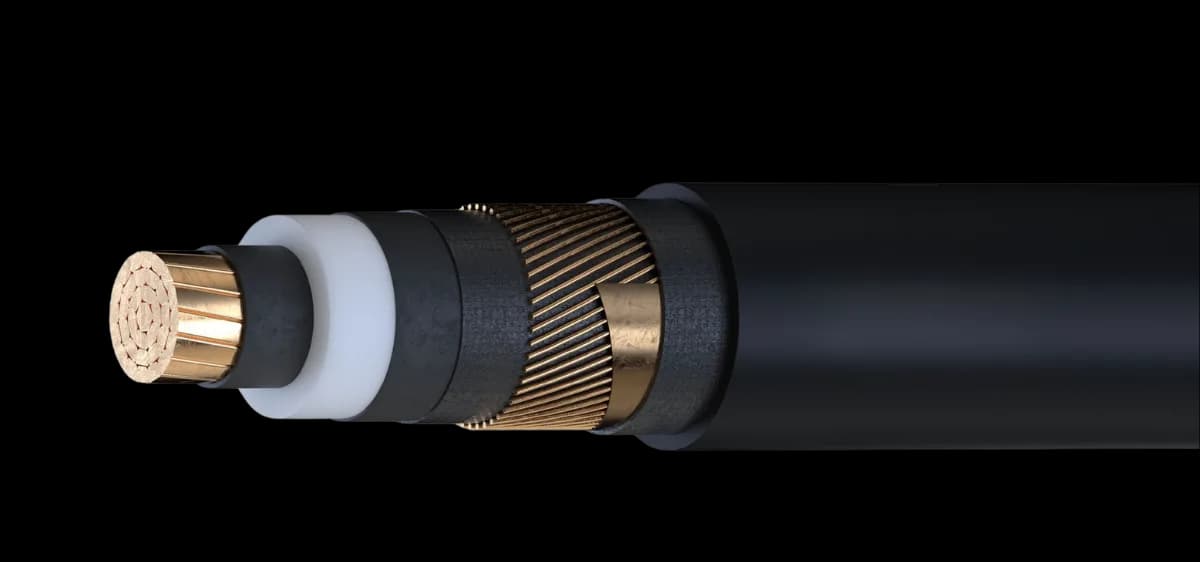 Srednjenaponski jednožilni kabl 12/20 kV sa bakarnim provodnikom, XLPE izolacijom, ekranom od bakarnih žica i PE plaštom (N2XS(F)2Y · JUS XHE 49).